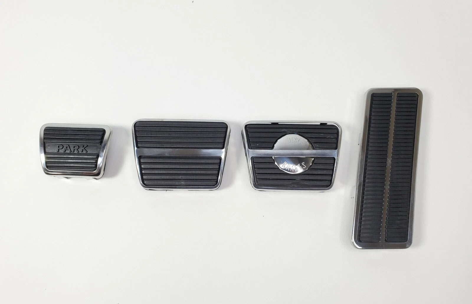 Brake Clutch Gas Pedal Pad Kit with Chrome Trim for 1967-1968 Camaro Firebird