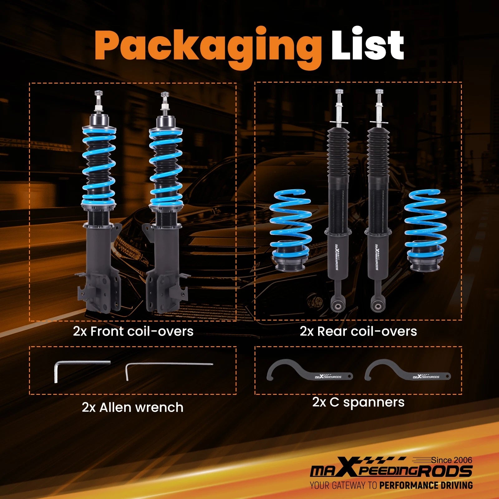Adjustable Coilover Suspension Kit for Honda Fit (2009-2014)