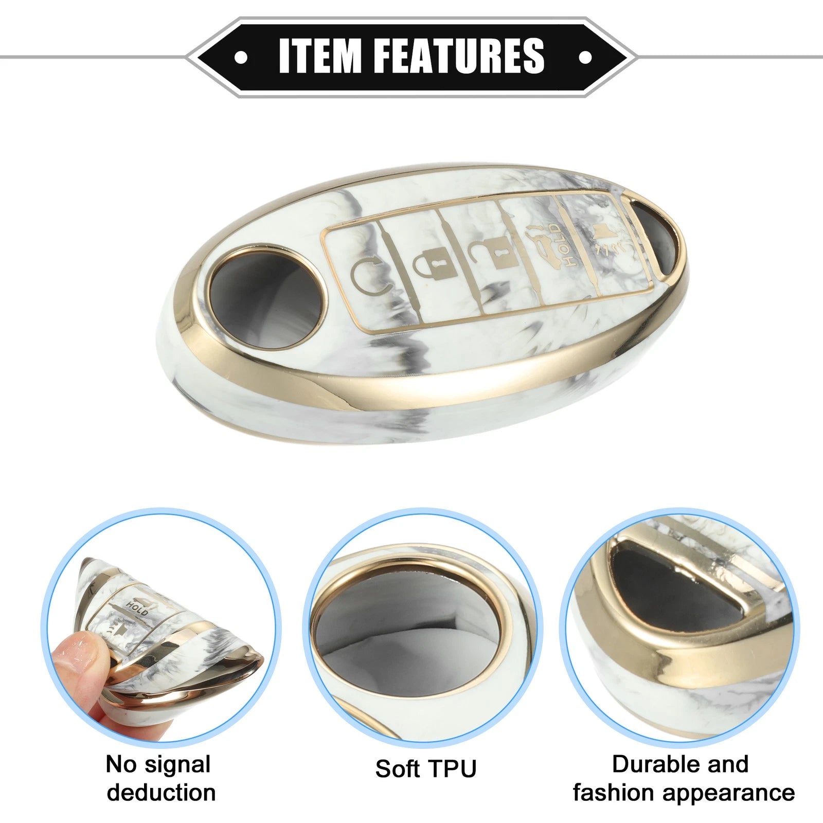 5 Button Smart Key Fob Cover for Nissan Altima Maxima Infiniti (2013–2021) TPU Gray