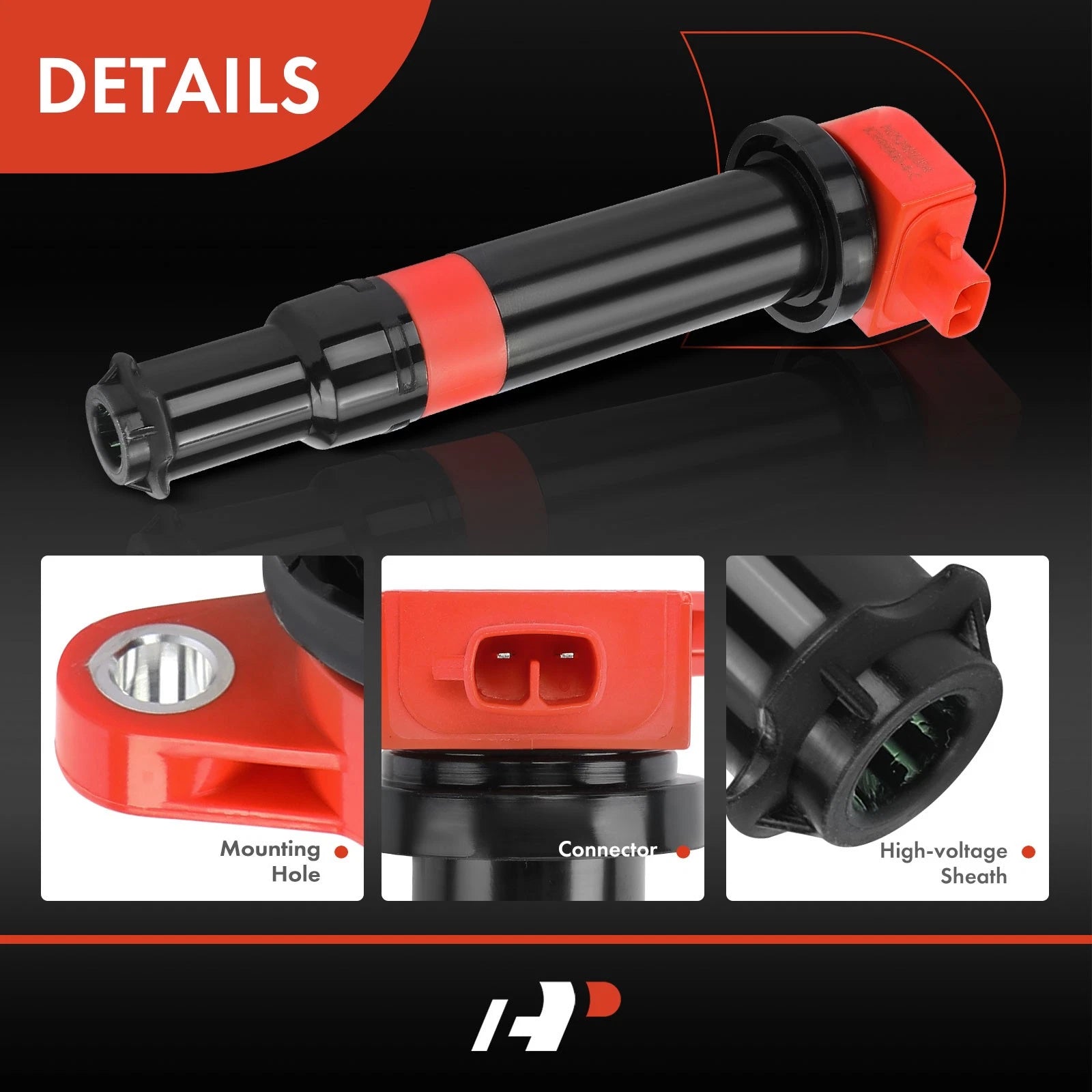 Set of 4 Red Ignition Coils for Hyundai Accent Kia Rio (2006–2011)