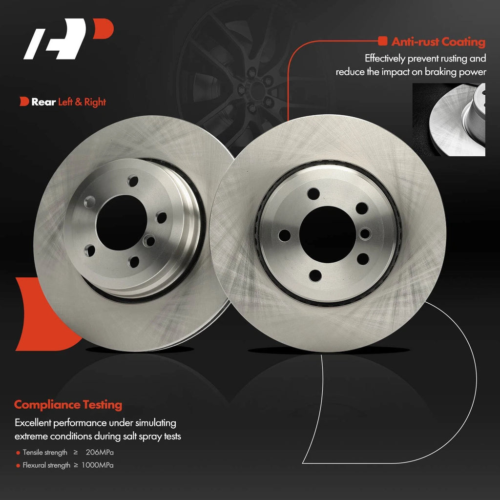 2X Rear Disc Brake Rotors for BMW E65 750i 750Li 760i 760Li (2002–2008)