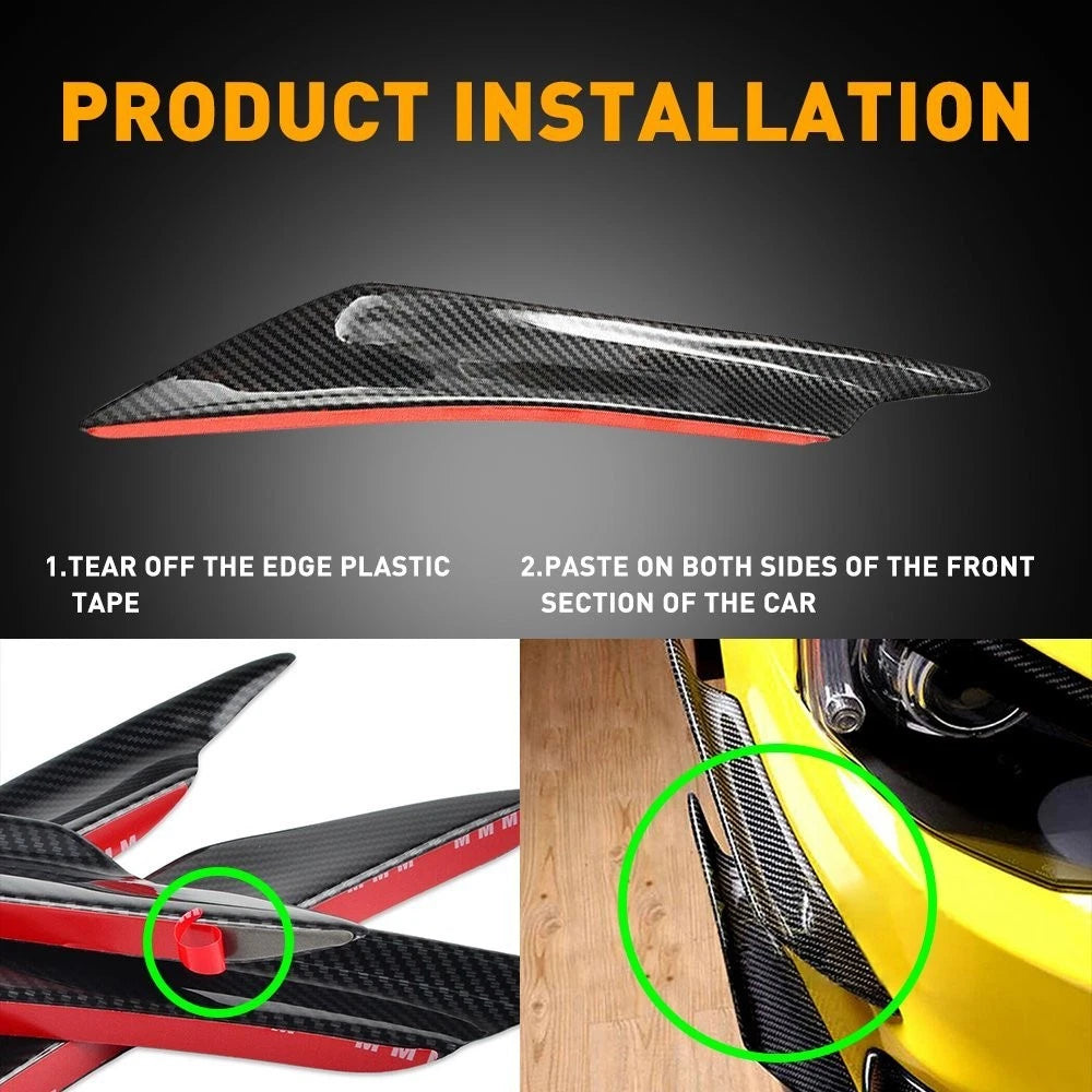 Set of 4 Carbon Fiber Bumper Canard Splitters for EV