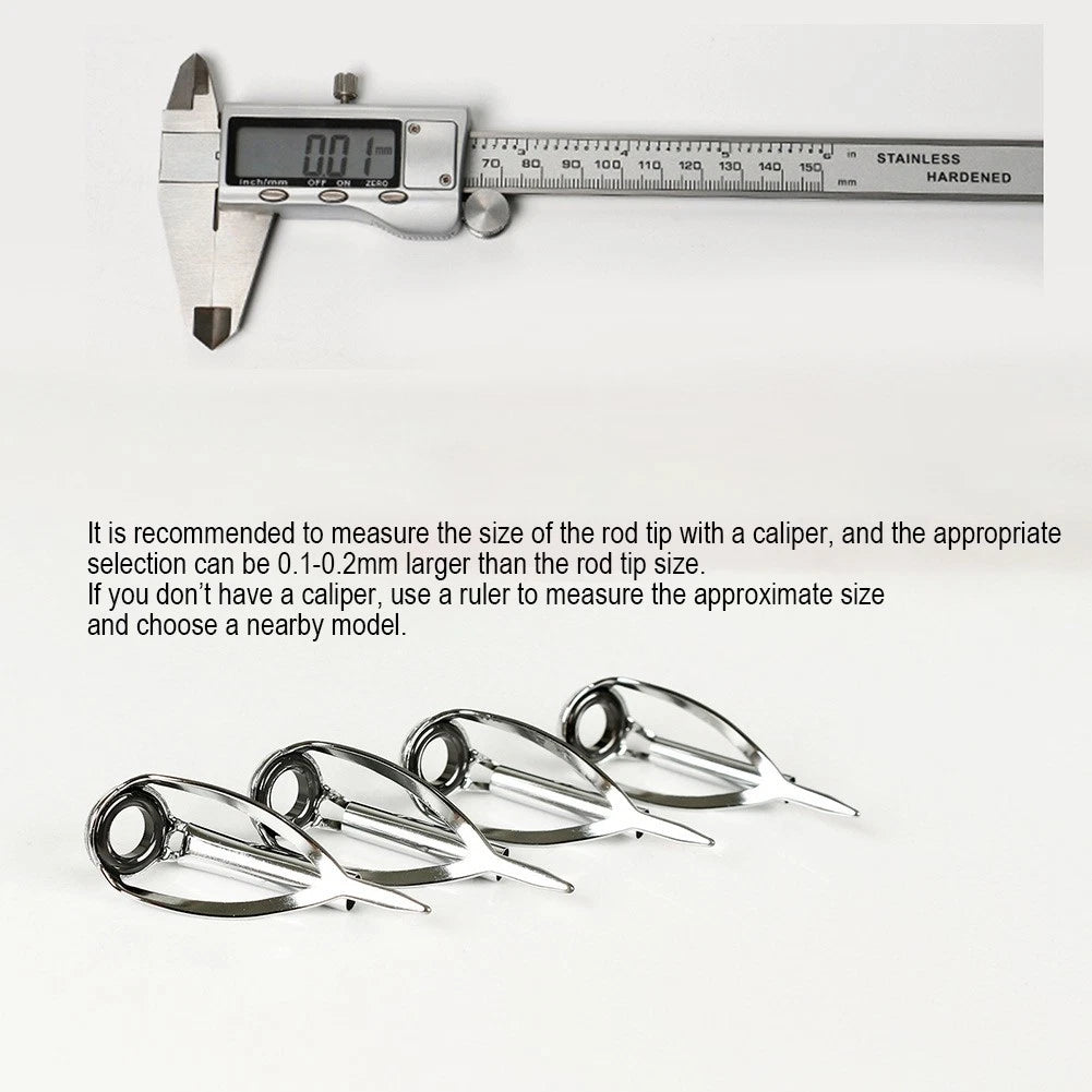Set of 10 Silver Fishing Guides with Anti-Tangle Rod Tip Rings