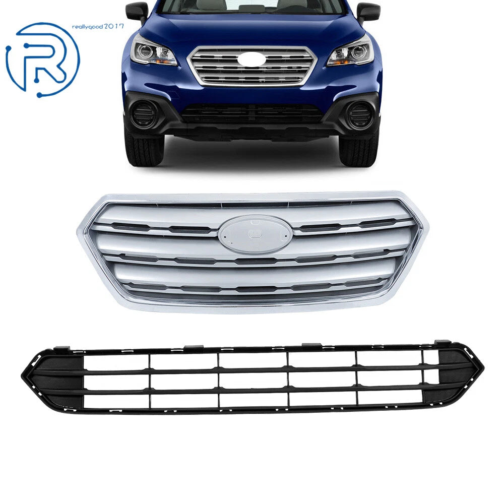 Set of 2 Upper and Lower Front Bumper Grilles for Subaru Outback (2015–2017)