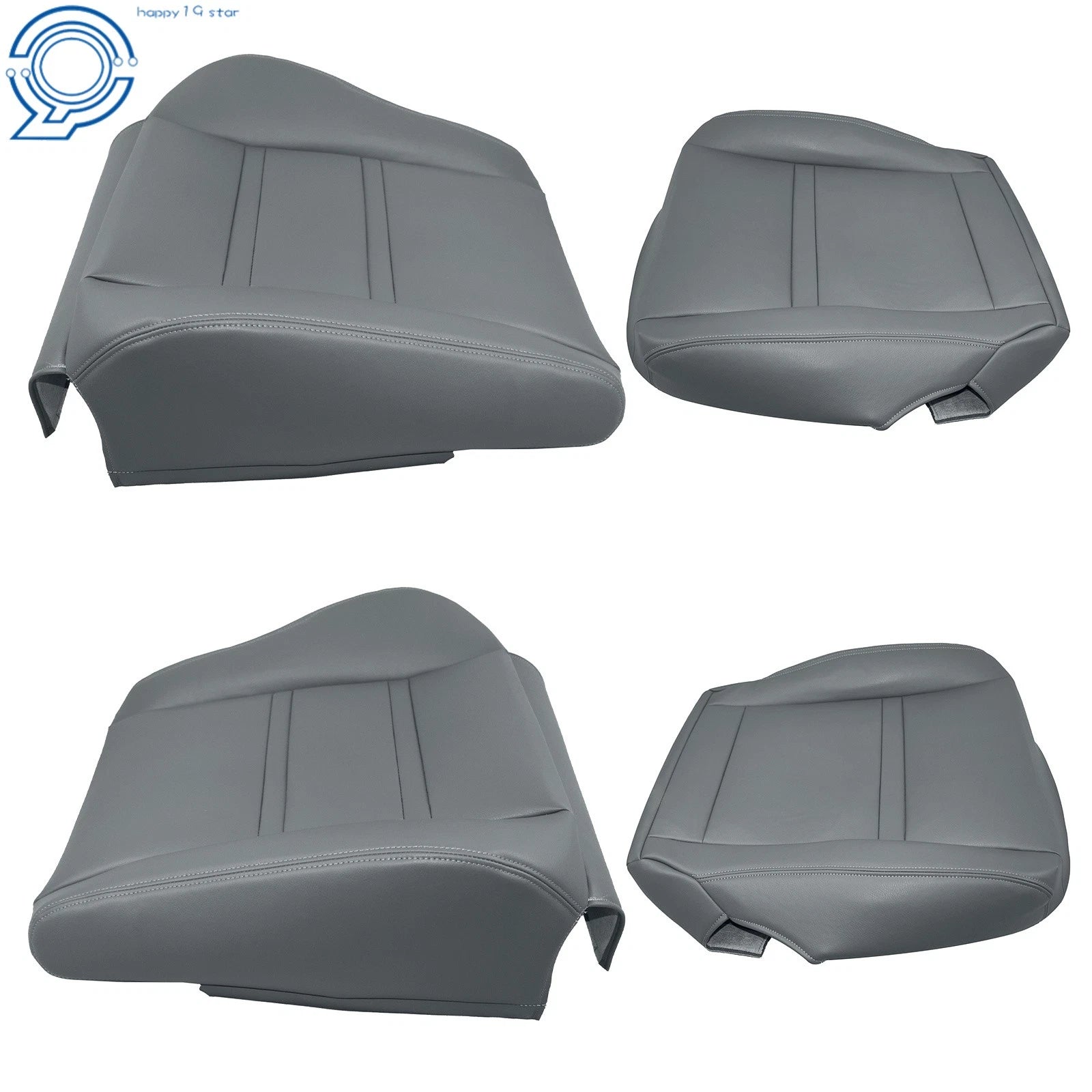 Set of 2 Front Seat Covers for Toyota Land Cruiser (1990–1997) Gray Leather