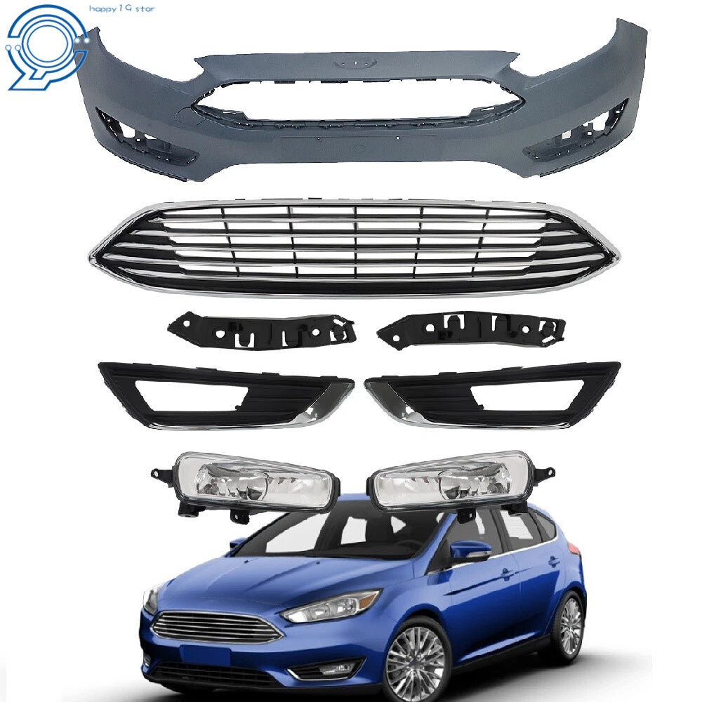 Front Bumper Cover and Upper Grille with Fog Light for Ford Focus (2015–2018)