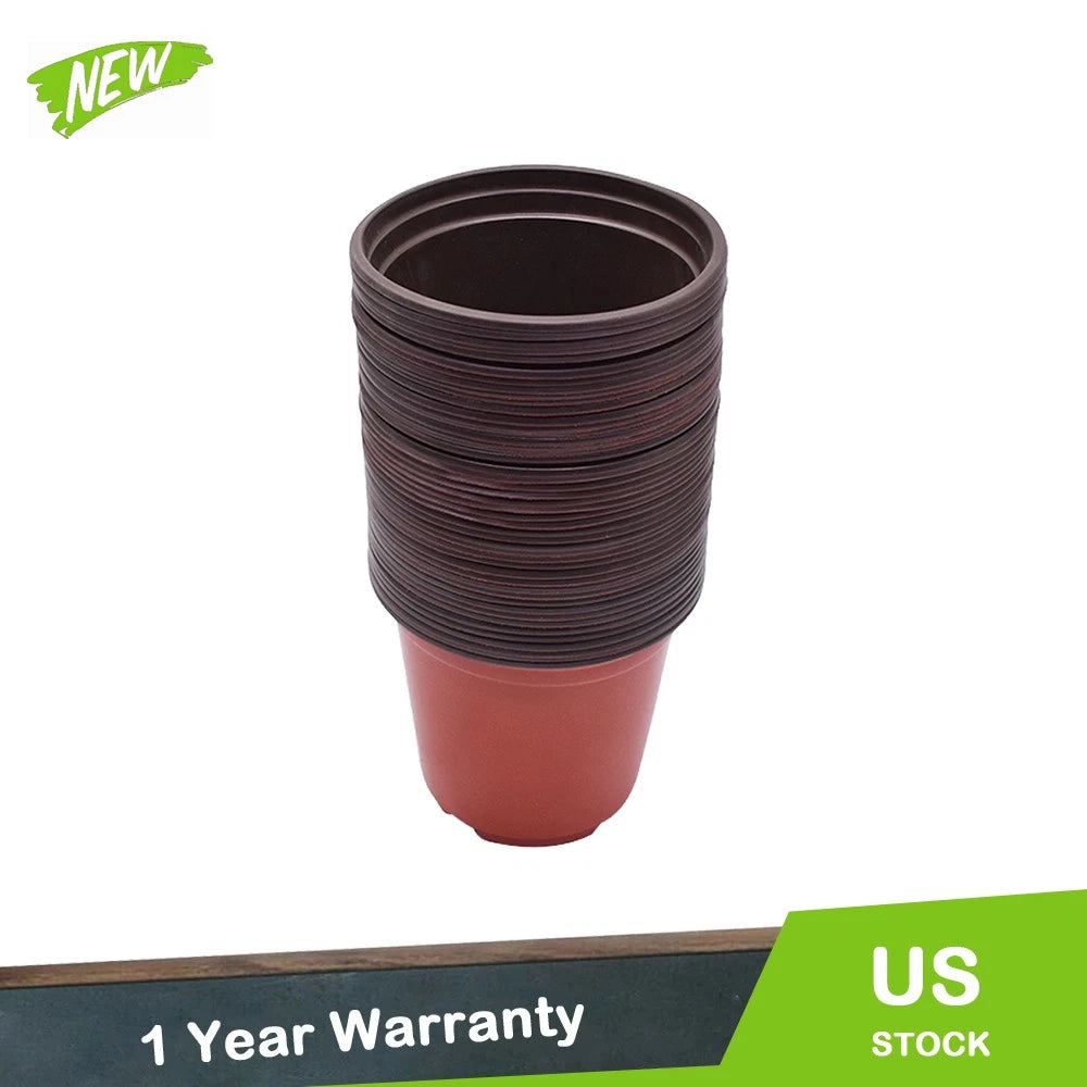 Set of 4 Plastic Plant Pots for Nursery Flowers