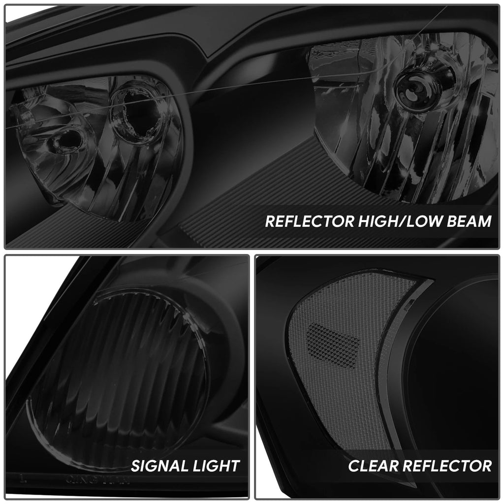 Set of 2 Smoked Housing Clear Corner Bumper Headlights for Chevy Impala (2006–2016)