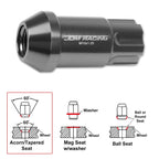 20Pc M12X1.25 Gunmetal JDM Open End Aluminum Spline Wheel Lug Nut + Key