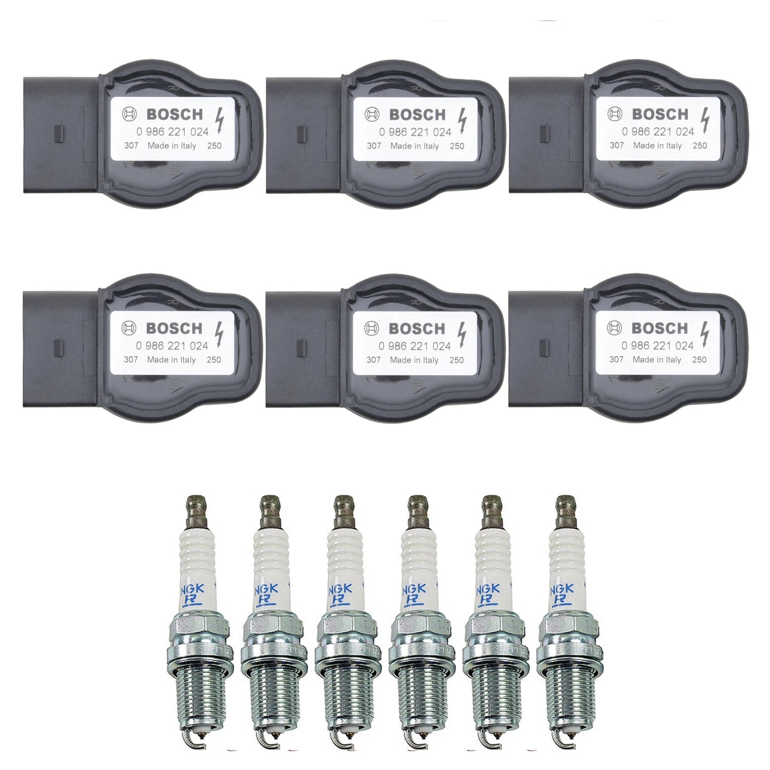 Set of 6 Ignition Coils & NGK Laser Iridium Spark Plugs for Audi Q7 (2007–2015)