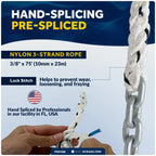 3/8" x 75' Anchor Rode Rope with 1/4" x 3' Galvanized Chain