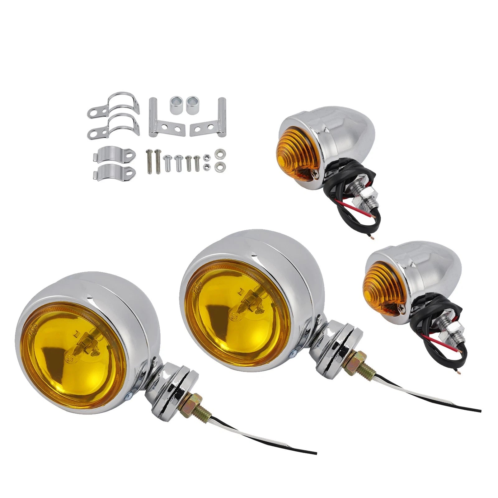 D20 Motorcycle Spotlight Headlight Fog Beam Chrome for Motorcycle Scooter