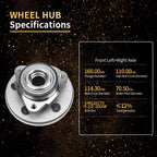 Front Wheel Bearings Hubs for Ford Explorer Mercury Mountaineer (2006-2010)