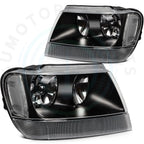 Pair Black Headlight Assembly for Jeep Grand Cherokee (1999–2004)