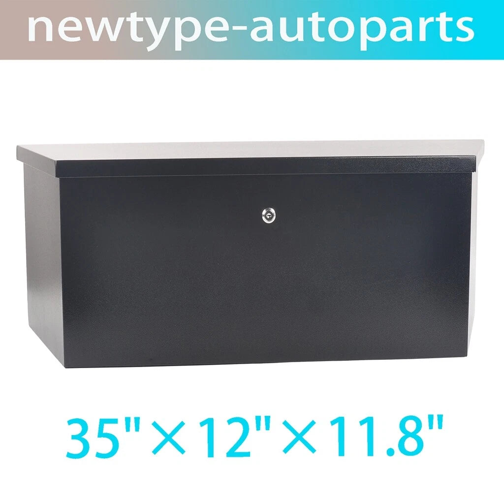 Tool Box for Pickup Truck (35"x12"x11.8") - Black Steel with Lock & Key