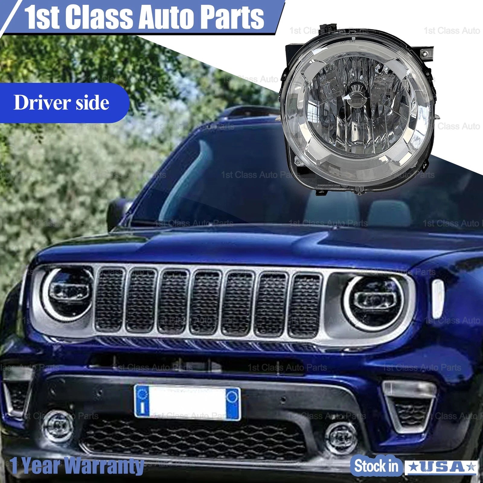 Headlight Headlamp Driver Side for Jeep Renegade (2015–2018) CH2502273