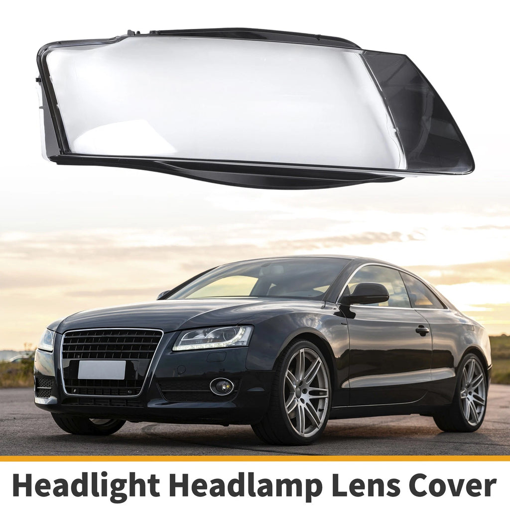 1 Pc Headlight Lens Cover for Audi A5 (2008–2012) Clear Black
