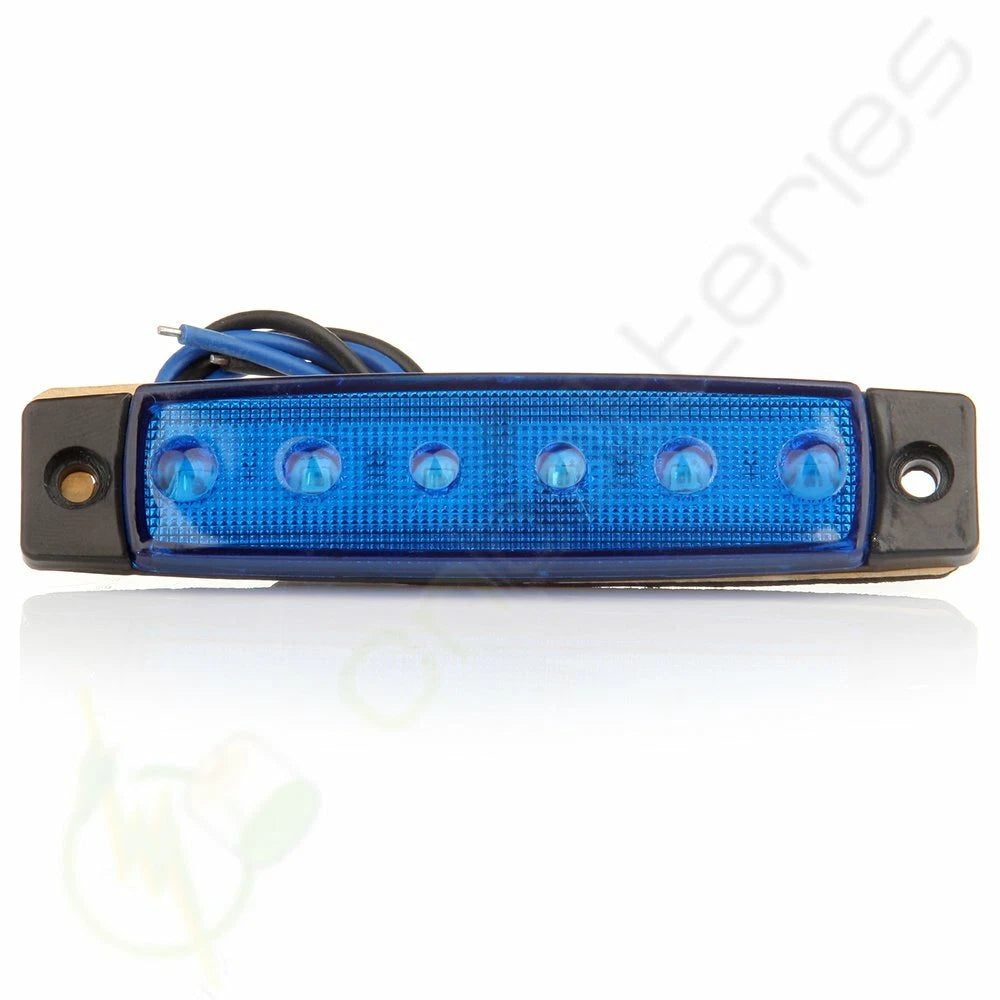 Set of 2 Sealed 12V 6 LED Side Marker Indicator Lights for Bus Van Truck