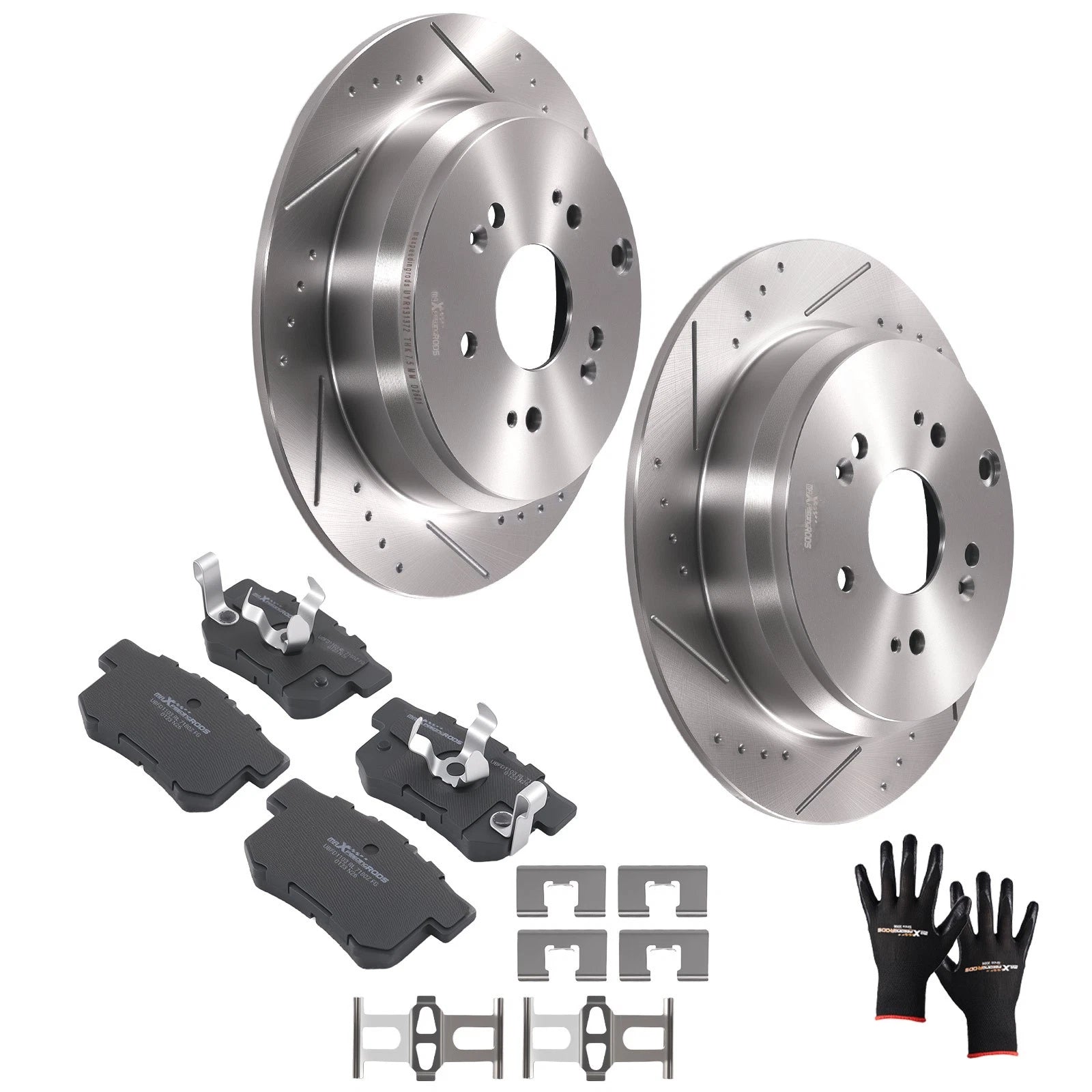 Set of 2 Rear Brake Rotors + Ceramic Brake Pads for Honda CR-V (2005–2016) / Acura RDX (2010–2018)