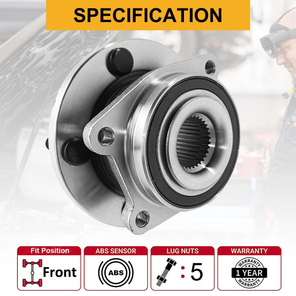 2 Front Wheel Bearings and Hubs Assembly 513263 for Chrysler 200 (2011–2014)