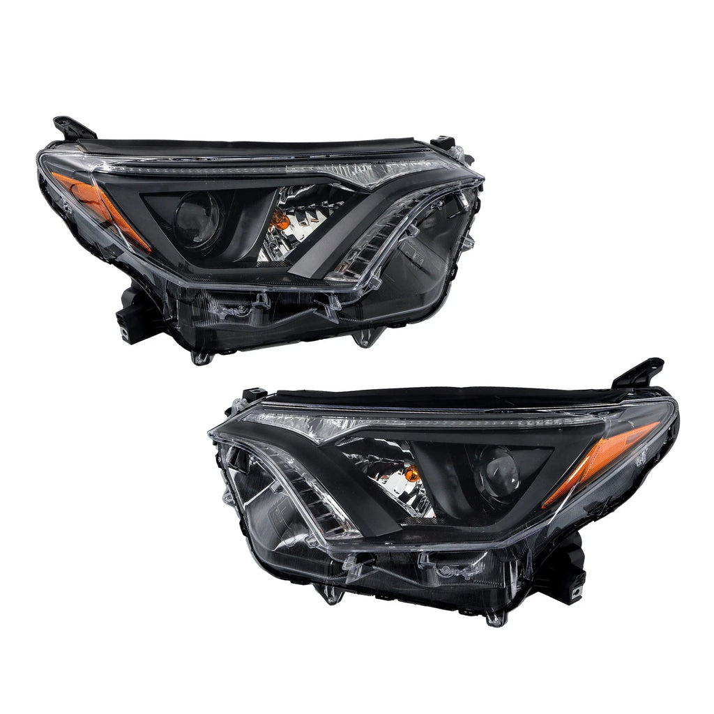 Set of 2 Front Headlight Assemblies for Toyota RAV4 (2016â2018) Clear Lens