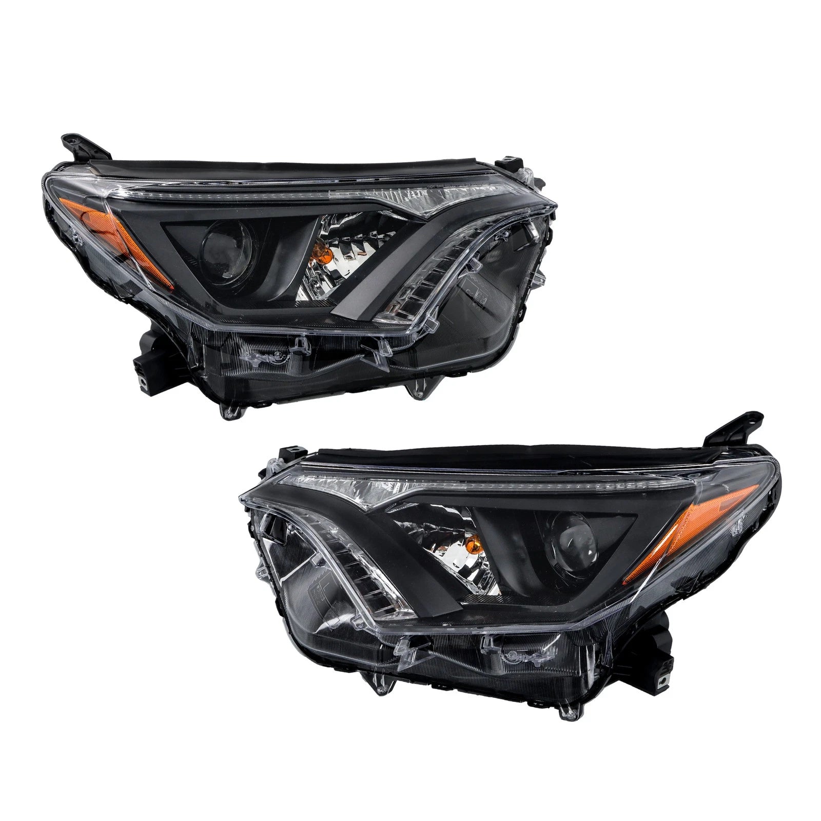Set of 2 Front Headlight Assemblies for Toyota RAV4 (2016â2018) Clear Lens