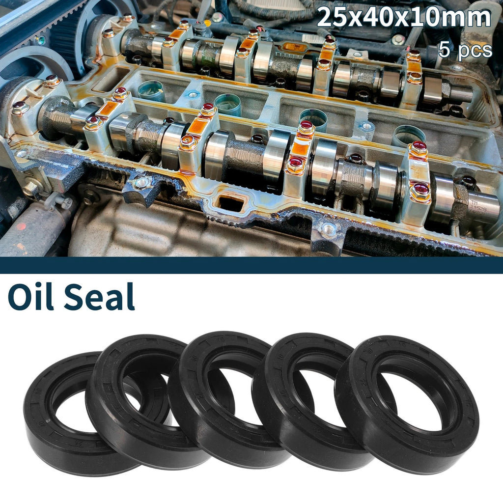 Set of 5 Oil Seal Rotary Shaft Seal NBR Rubber 25x40x10mm