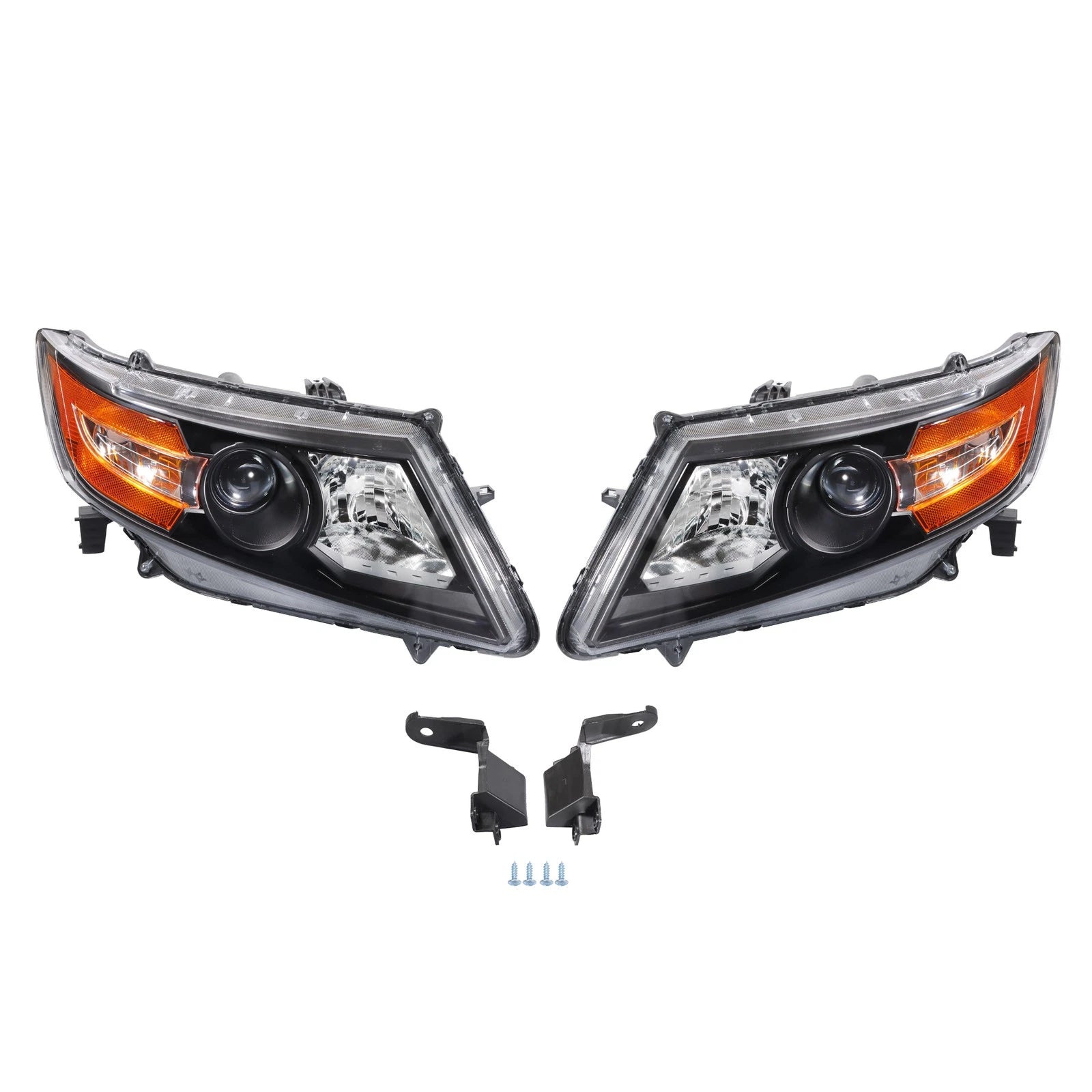 Set of 2 Black Headlights for Honda Odyssey (2011–2017)