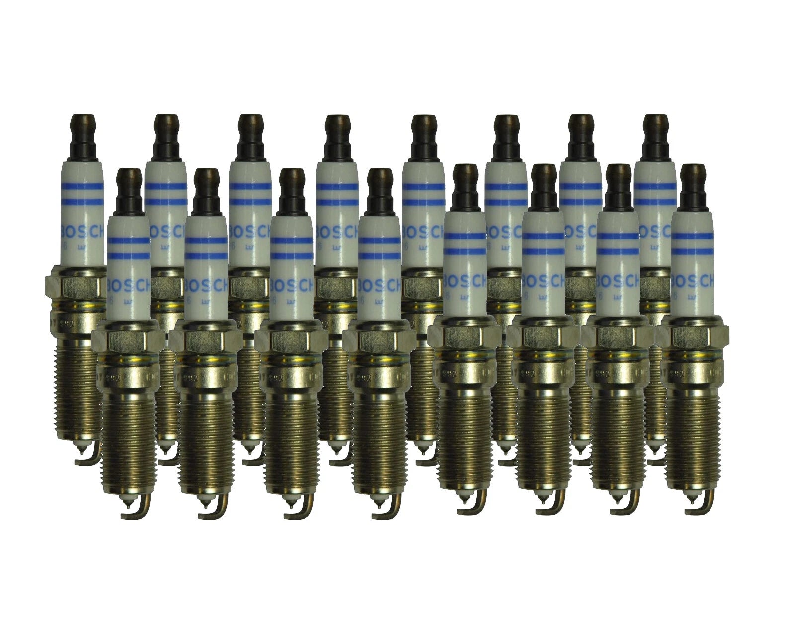 Set of 16 Bosch Double Platinum Spark Plugs for Mercedes C215 W210 (1996–2006)