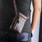 Leather Waist Bag Sling Backpack Crossbody Chest Bag