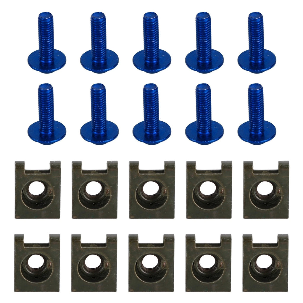 10X Aluminum Fairing Screen M6x20mm Screw Bolts Clips for Motorcycle