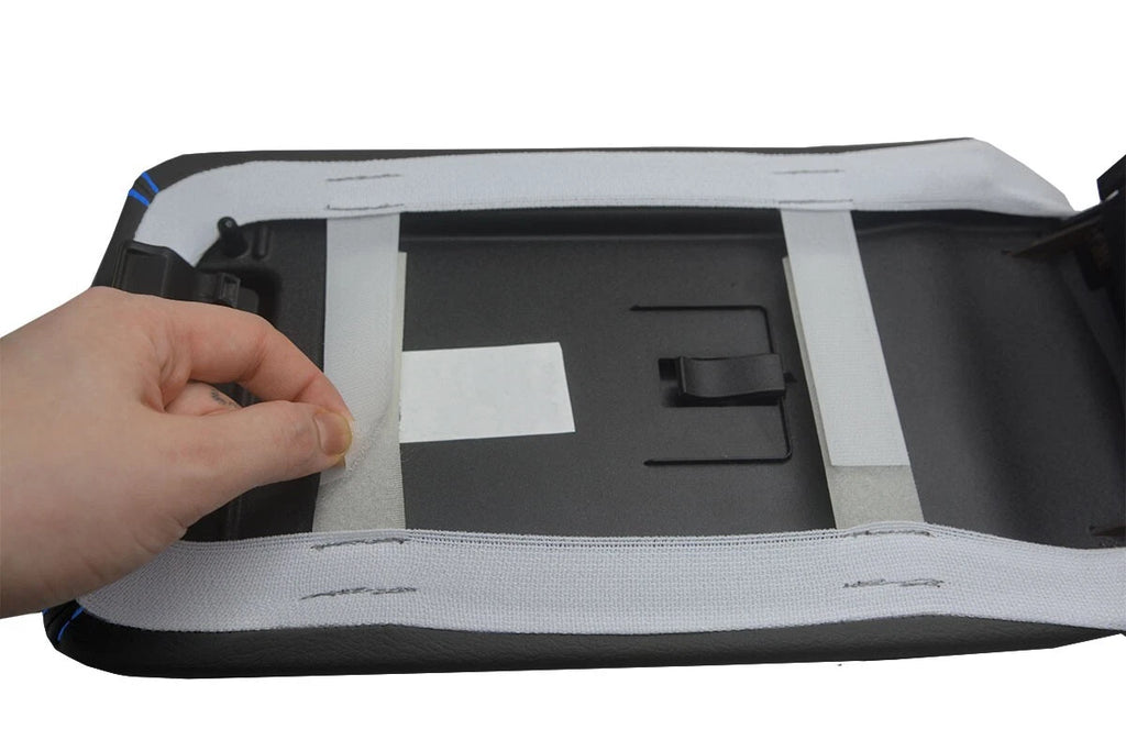 Console Lid Armrest Cover for Cadillac CTS (2008–2014) Blue Stitch
