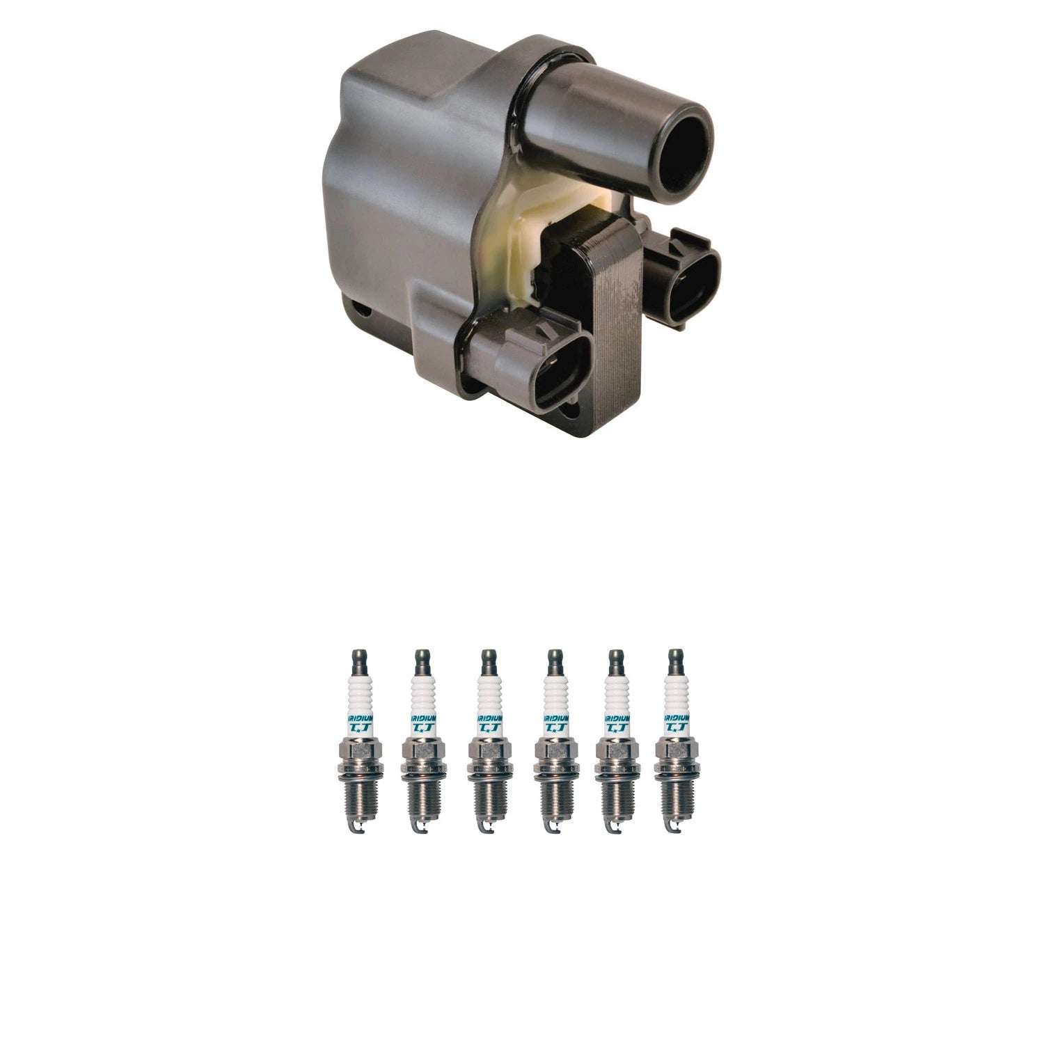 Hitachi Ignition Coil & 6 Denso Iridium Spark Plugs for Mazda 929 (1992–1995)
