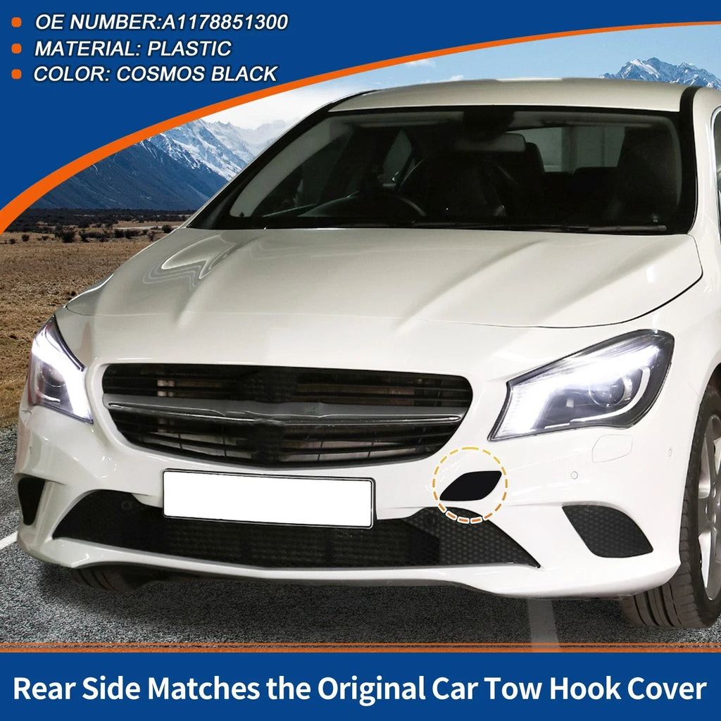 Front Car Bumper Tow Hook Cover for Mercedes-Benz (2015-2023) Cosmos Black