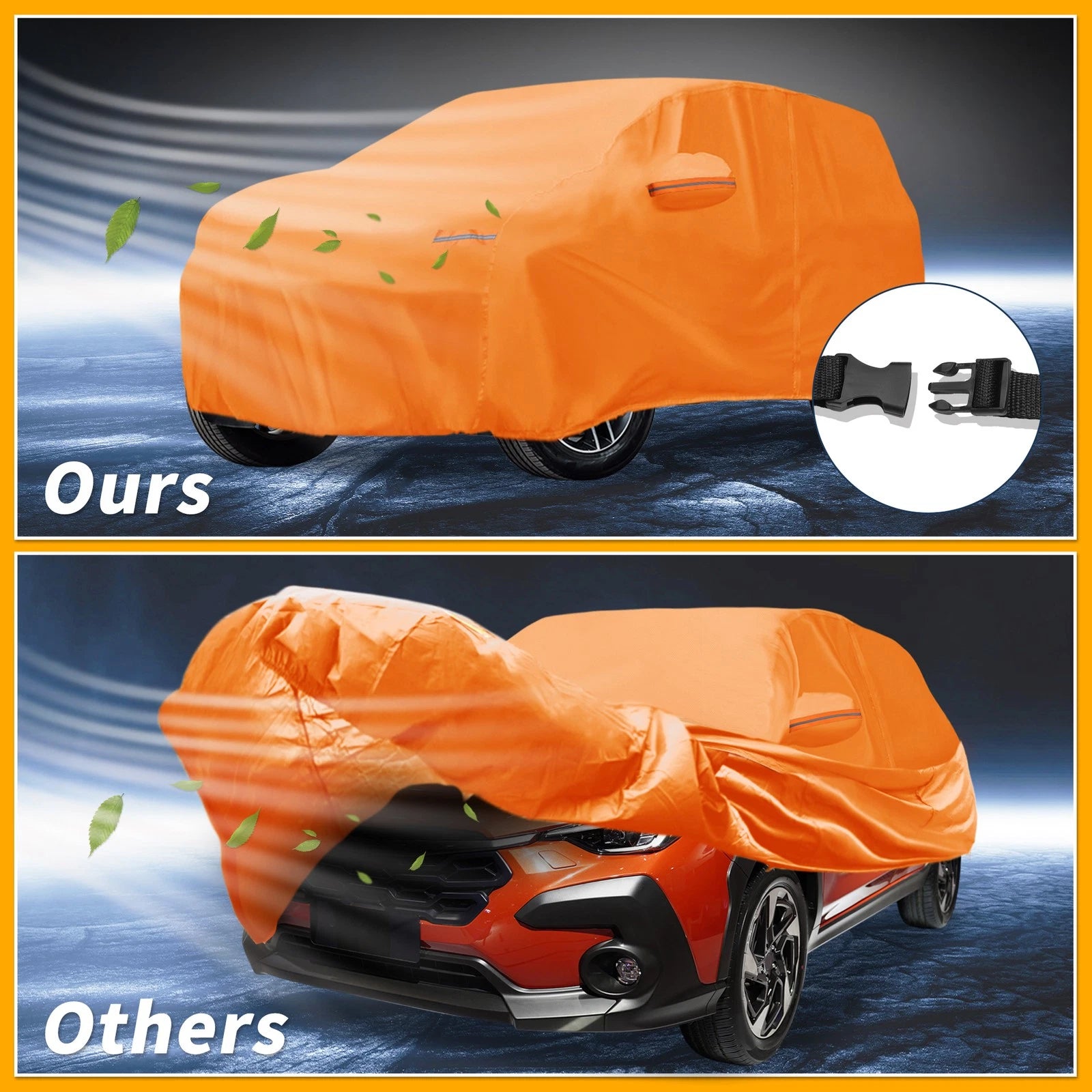 Waterproof Car Cover for Subaru Crosstrek (2018–2023) - Orange Cotton, Zipper
