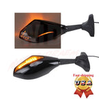 Motorcycle Rearview Side Mirrors with LED Turn Signals for Yamaha YZF R1 R6 (2000–2023)