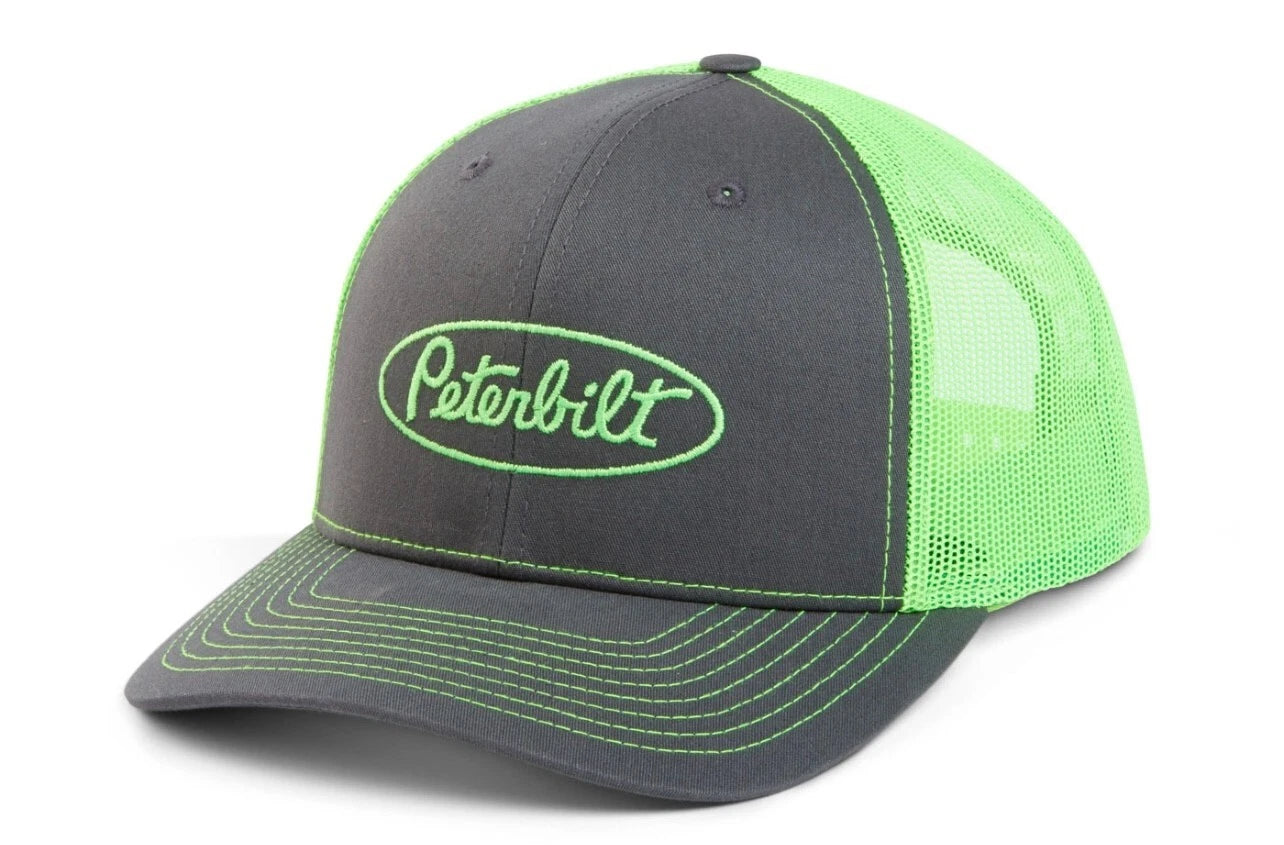 Charcoal/Neon Green Mesh Cap for Peterbilt Trucks Richardson 112