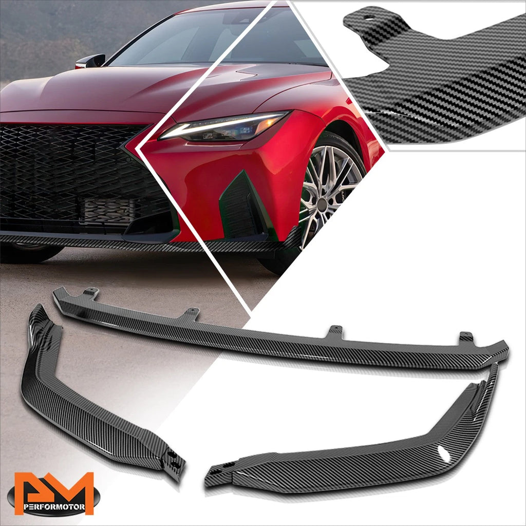 Carbon Fiber Look V-Style Front Bumper Spoiler Lip for Lexus IS350 IS500 (2021–2024)