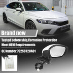 3 Pin Right Side Exterior Door Mirror Assembly White for Honda Civic (2022-2023)