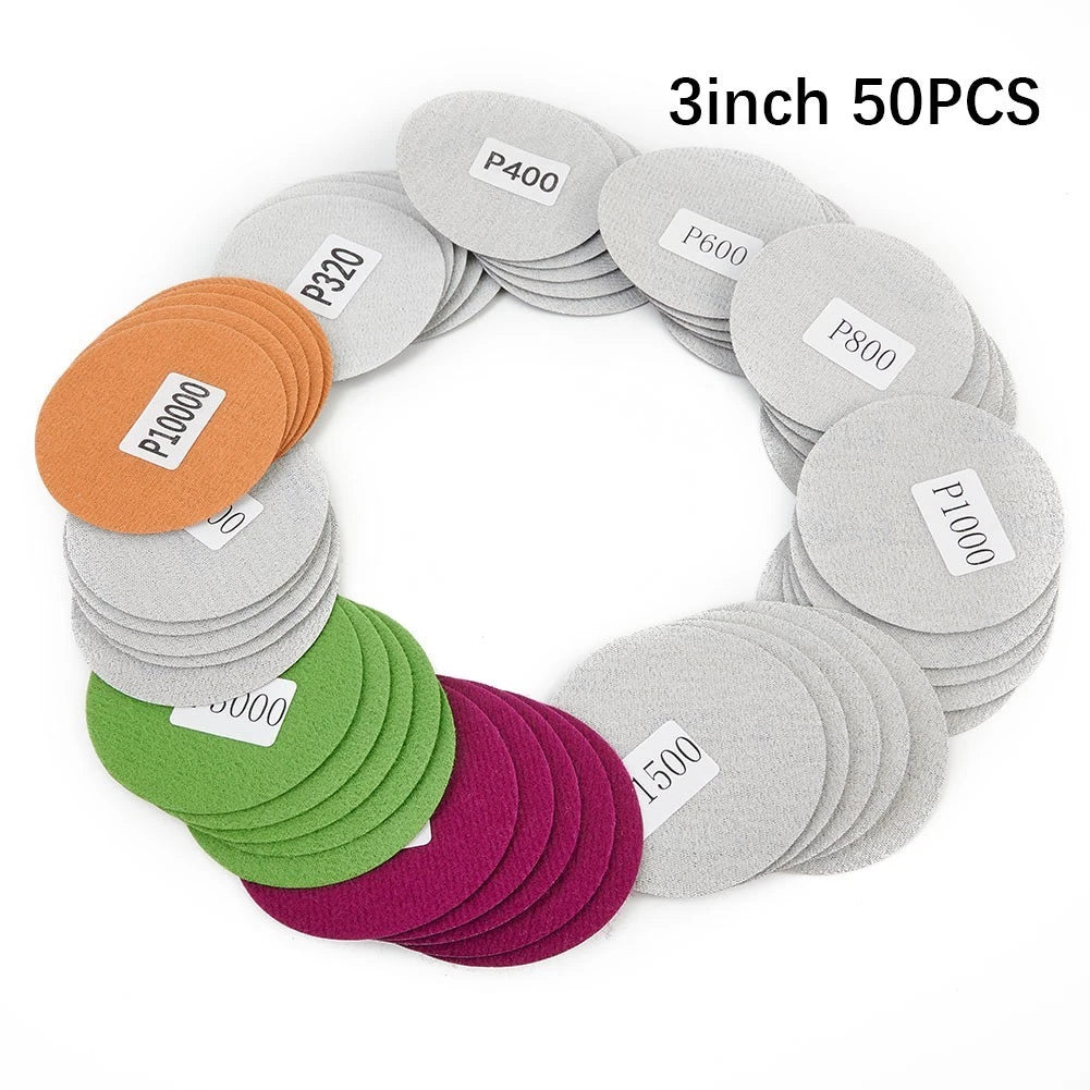 75mm Sanding Discs Set of 10 Waterproof 320-10000 Grits 3 Inch