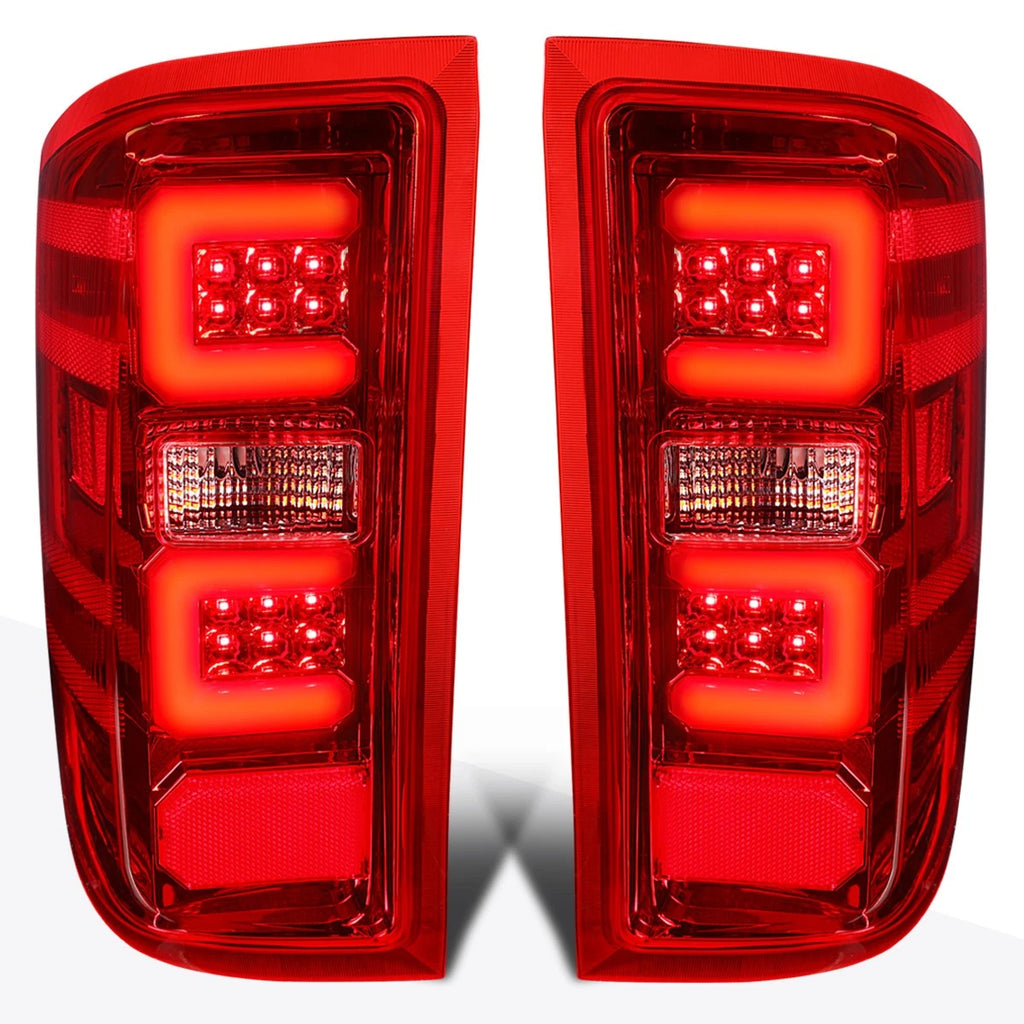 Red 3D LED Bar Tail Light Brake Lamp for Chevy Silverado/GMC Sierra (2014–2019)