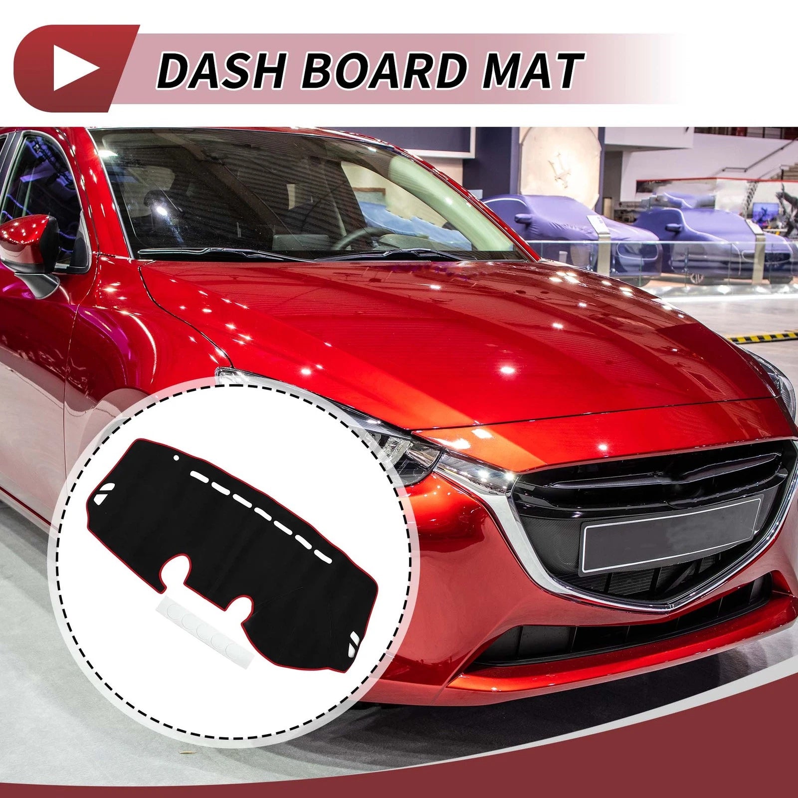 Dashboard Cover Mat for Mazda 2 Demio (2007–2014) Sun Protector Black Red