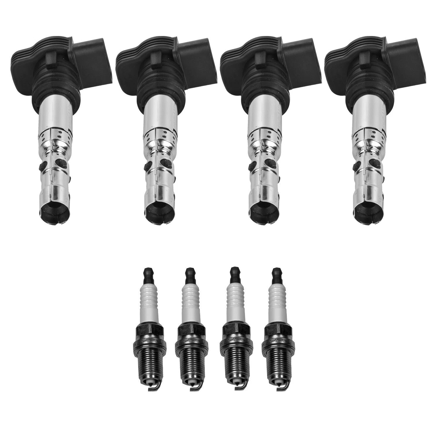 Set of 4 Ignition Coils & Spark Plugs for Audi A4, TT, Beetle (L4)