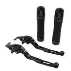 Black Extendable Brake Clutch Levers Grip Set for Kawasaki Z650 Z900 (2017-2023)