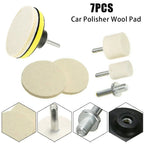 Polishing Pad Kit for Car Polisher (Set of 7) - Wool Scratch Remover