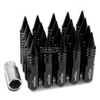 20x M12x1.5 107mm Tall Black Aluminum Spiked Cap Lug Nuts + Adapter