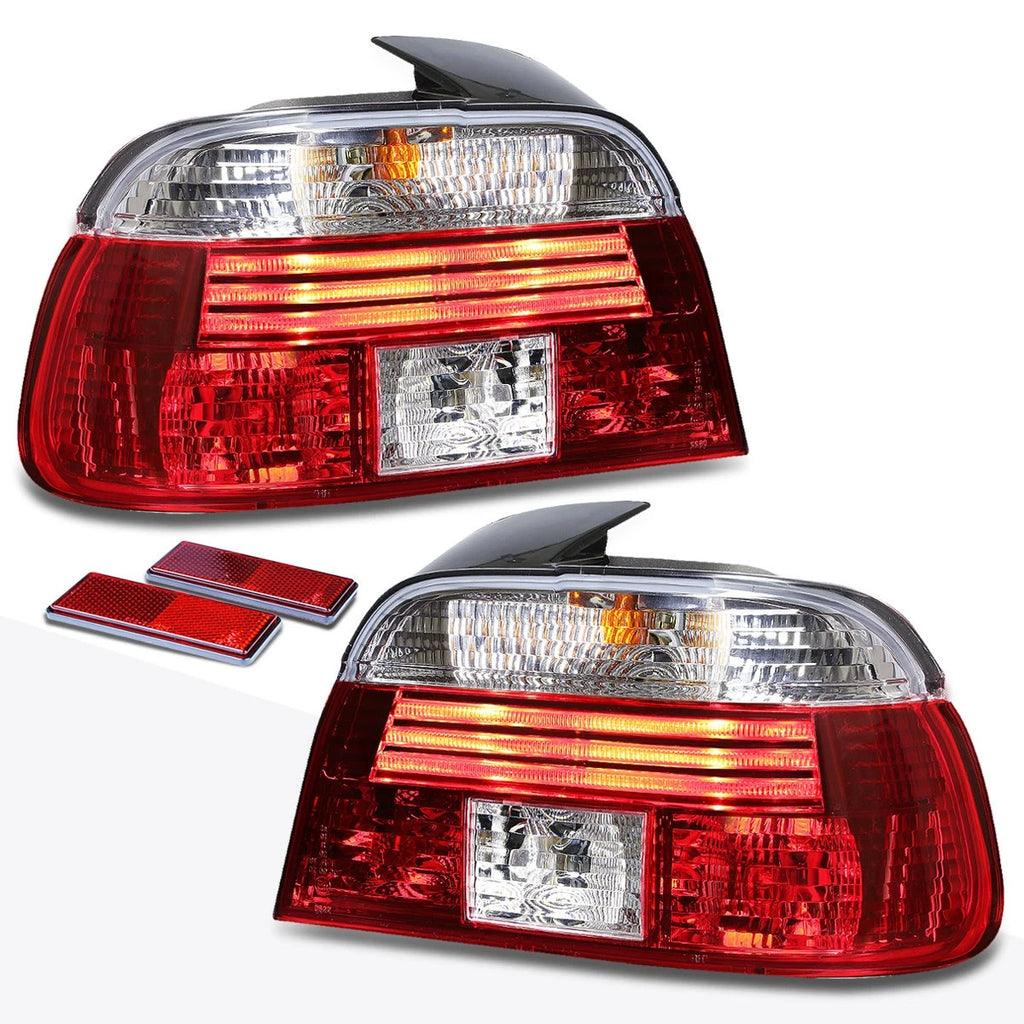 Pair Red/Clear Lens Tail Lights for BMW E39 5-Series (1997–2000)