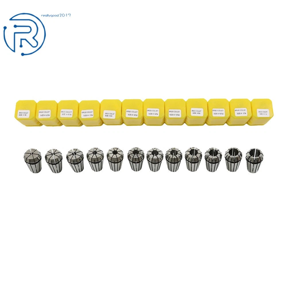 12Pcs ER20 Spring Collet Set for CNC Milling Lathe Engraving Machine