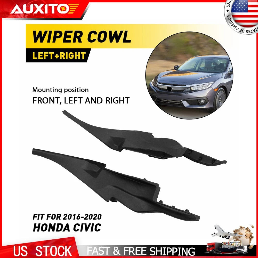 2X Windshield Wiper Motor Cover Trim for Honda Civic (2016–2021)