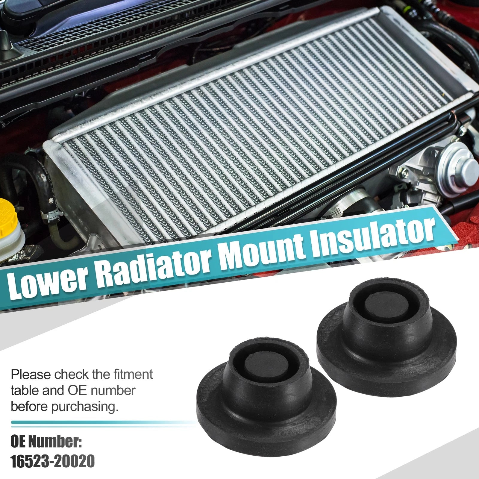 2X Upper Radiator Mount Insulator No.16523-20020 for Toyota Camry (2007–2011)